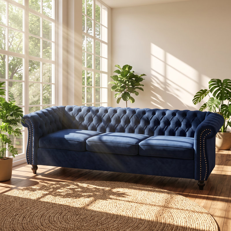 Canapé Chesterfield capitonné en velours Christopher Knight Home, 215 cm (L) x 85 cm (P) x 69 cm (H)