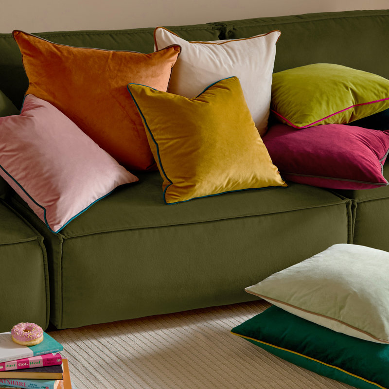 Bennay Square Cushion, Ecru/Ginger