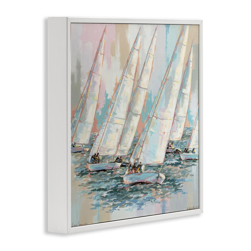 «The Regatta at Sunset Race», art de la giclée encadrée, design par Linda Sperruche, H 17 po x l 17 po