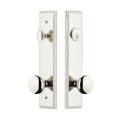 Carré Tall Plate Complete Entry Set with Single Cylinder Deadbolot and Fifth Avenue Knob
