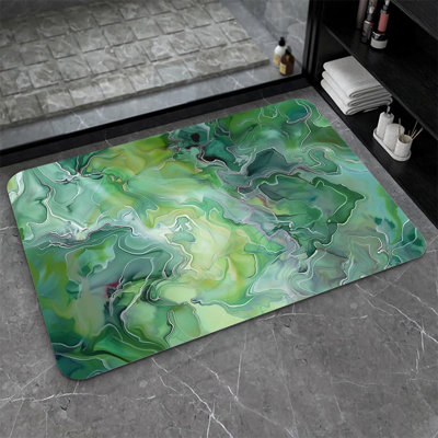 Tapis de bain en terre de diatomées, couleurs vert et gris, volume ultra-glissant, séchage ultra-absorbant, séchage rapide, écologique, facile à nettoyer pour la salle de bain, tapis de porte 16 x 24 pouces (40 x 60 cm)