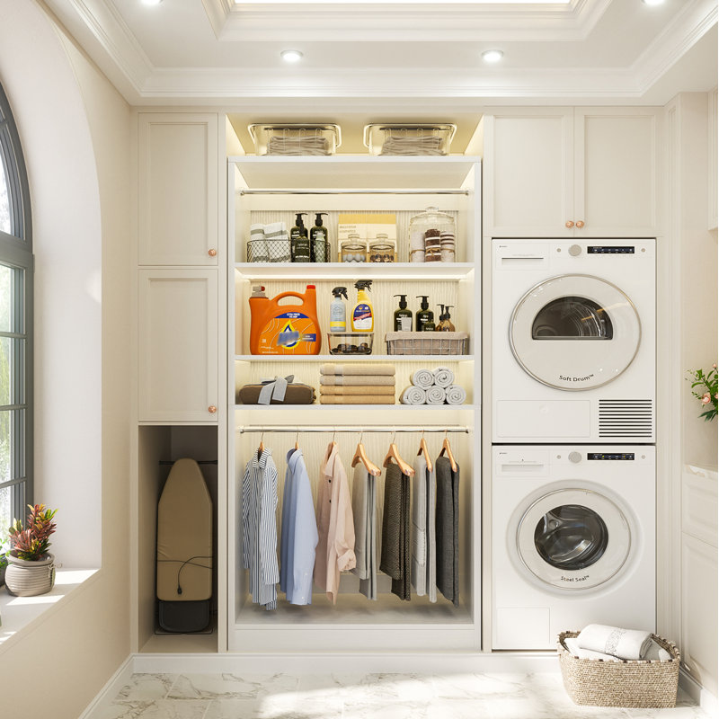 80" Closet System with 2 Hanging Rods, White