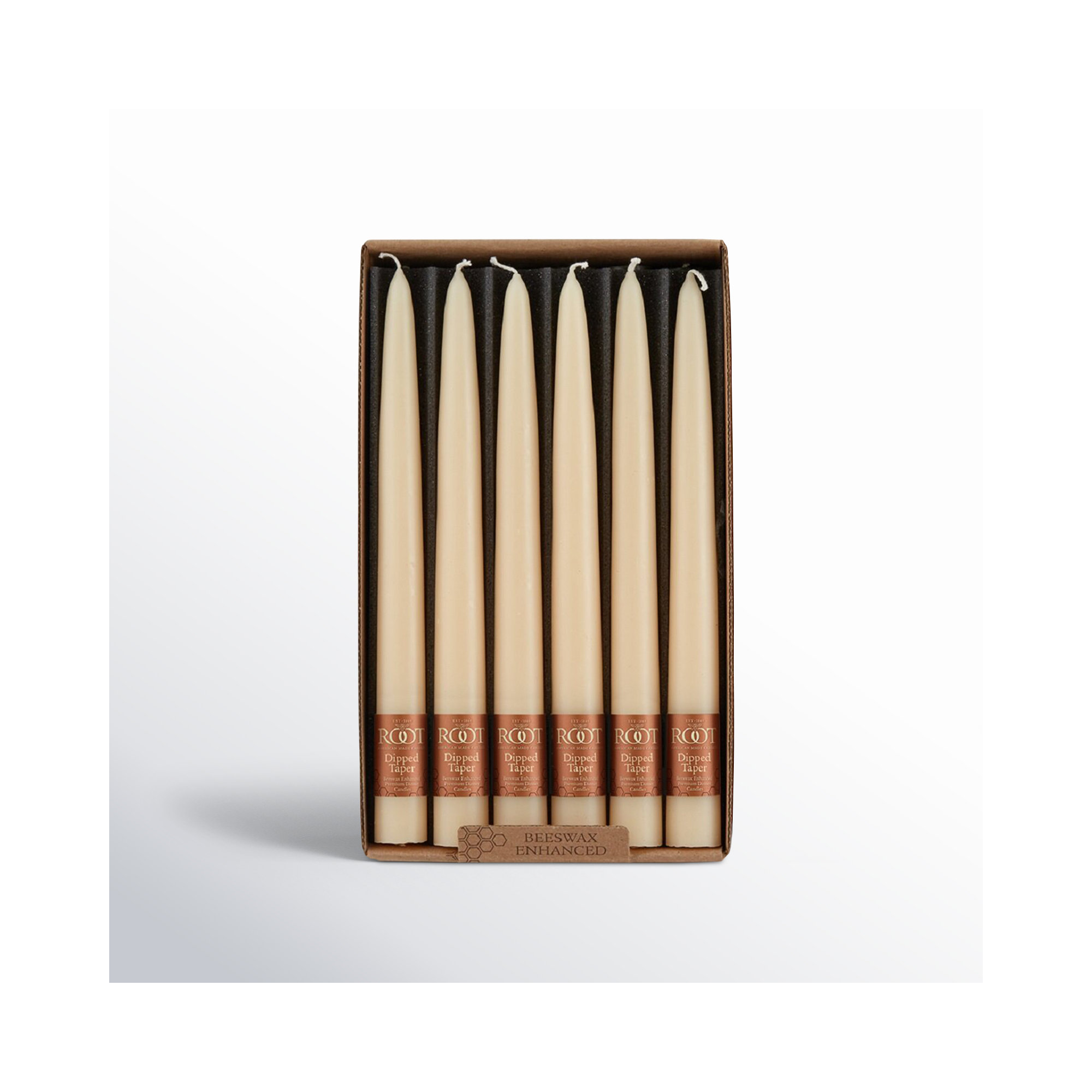 12 Piece Unscented Taper Candle Set, Buttercream, 9" H x 0.88" W x 0.88" D