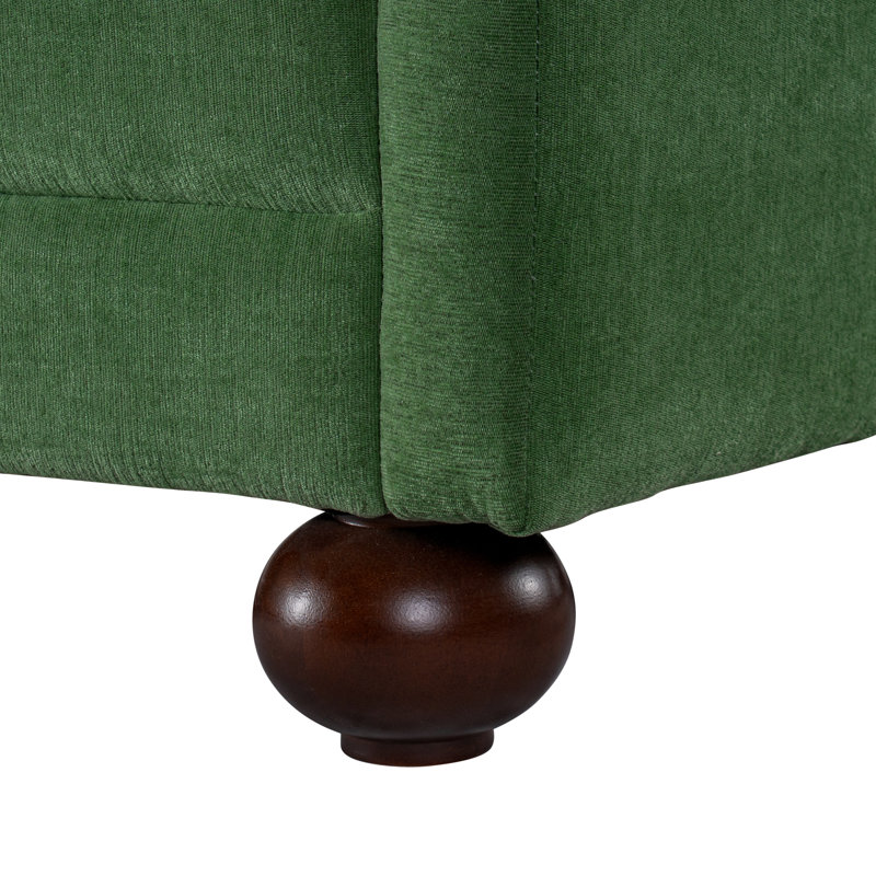 Canapé en chenille moderne à 3 places 77,2 po avec accoudoirs carrés, dossier chameau, coutures en canaux et pieds en bois Jalen