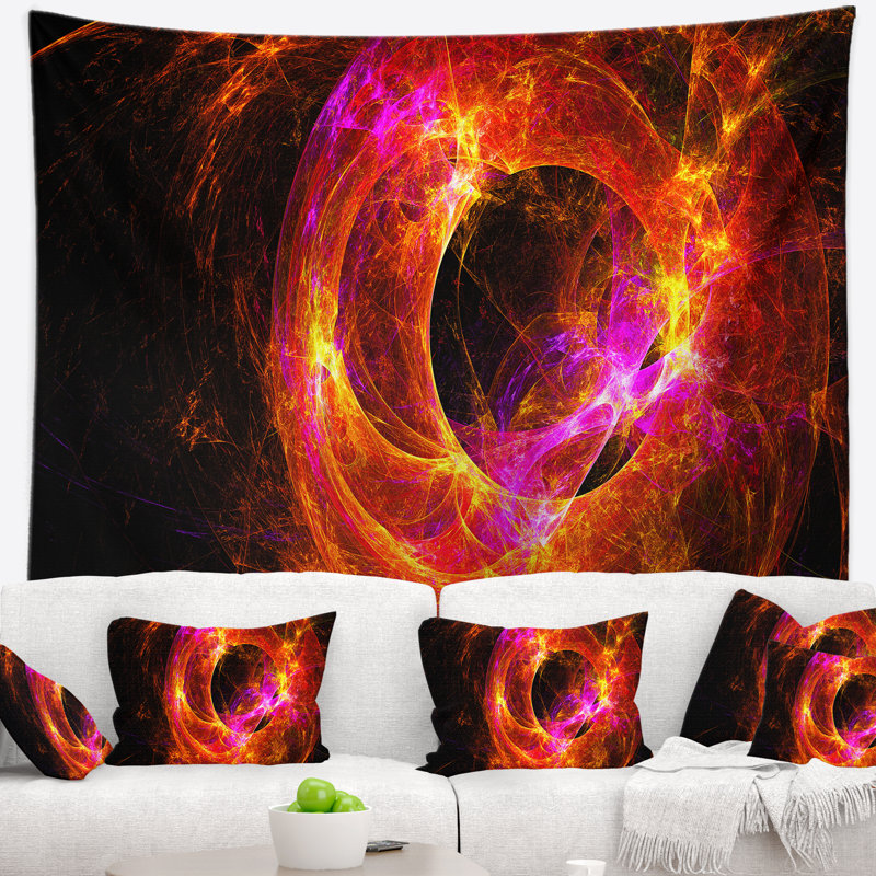 Tapisserie rouge sphérique lointaine galaxie Abstract, H 32 po x l 39 po