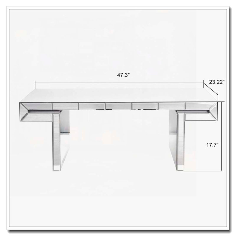 Table basse rectangulaire avec miroir