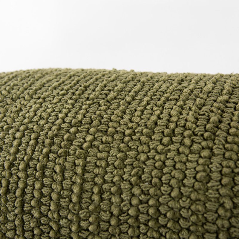 Rectangular Cotton Pillow Cover & Insert, Green/Natural