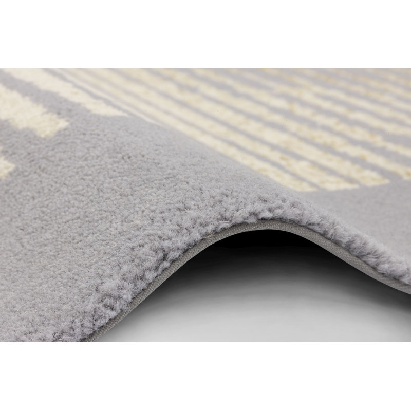 Stratus Machine Woven Grey Indoor Rug, Rectangle 100 x 180cm