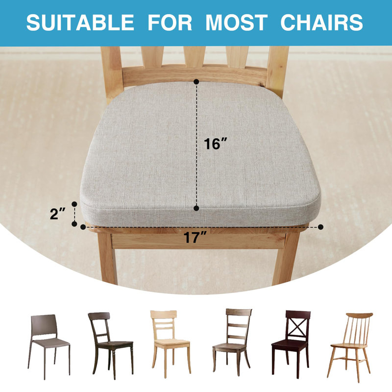 Chair Cushions For Dining Chairs Set Of 4, Non Slip Kitchen Chair Pads, Indoor Dining Chair Cushions With Ties, D-Shaped Seat Cushions For Kitchen Chairs, Beige
