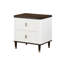 Table de chevet 2 tiroirs blanche et brune avec port USB
