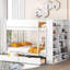 Lit double superposé double avec choix de rangement pour armoire et tiroir, blanc