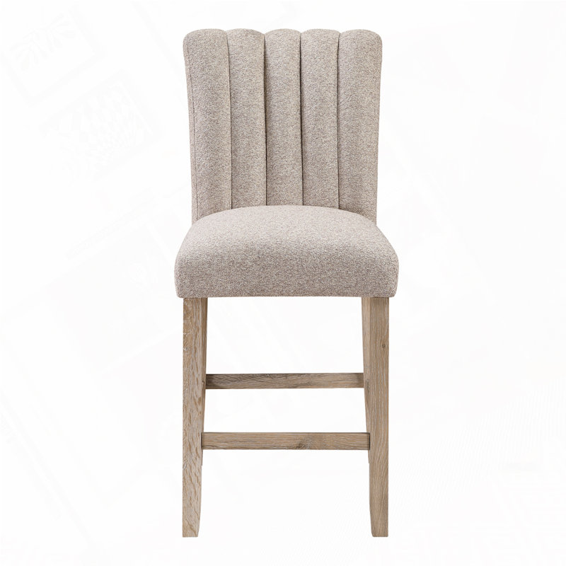 Wood Frame Bar Stools, Beige Seat/Brown Frame