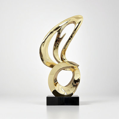 Modern Minimalist Abstract Resin Electroplated Sculpture Decoration With Marble Base