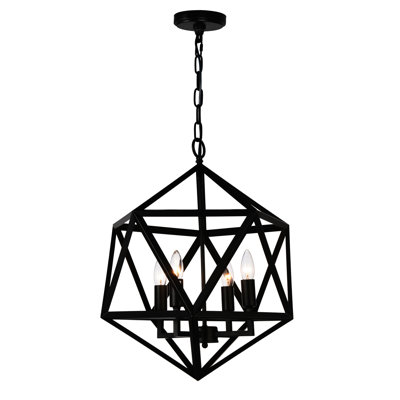 Luminaire suspendu 20 po pour entrée, style campagne - lustre rustique à 4 lumières avec base E12 - Compatible avec DEL, silhouette ouverte - Certifié BACL