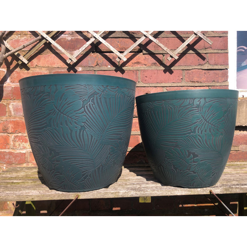 Pot Planter, 35.2cm H x 41cm W x 41cm D, Green/Black
