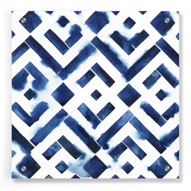 "Cobalt Watercolor Tiles II" par Grace Popp, verre mural en acrylique, H 36 po x l 36 po x P 0,2 po