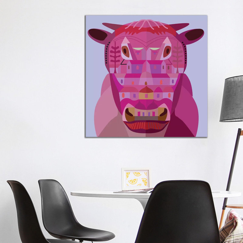 Cow in Los Angeles 1 Piece Wrapped Canvas Wall Art, 93.98 cm H x 93.98 cm W x 3.175 cm D