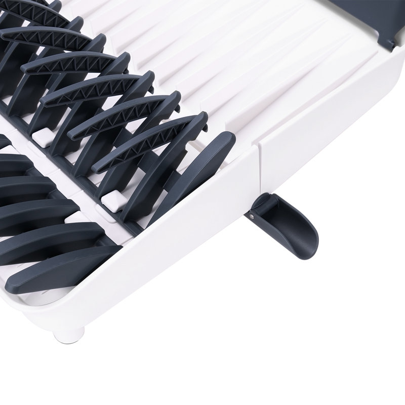 Black and White Foldable Plastic Dish Rack with Drainer