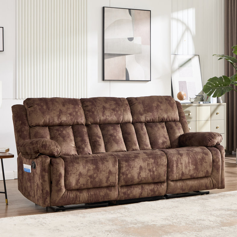 Ensemble de salon inclinable manuel moderne en microfibre 3 pièces avec fauteuil inclinable et causeuse avec console et canapé