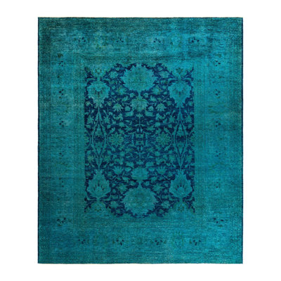 Overyed One-of-a-Kind Rectangle 8'1" X 9'10" New Age Wool Area Rug Blue/Navy