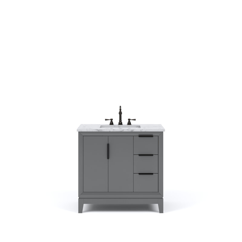 Elizabeth 36" Single Bathroom Vanity Set with Mirror, Cashmere Gray, Hook