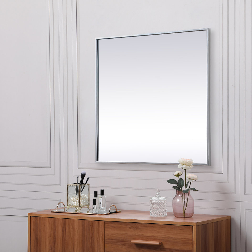 Valparaiso Metal Square Wall Mirror, 30"  x 30" , Silver