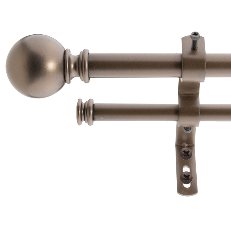 Tringle à rideaux double Aari, Bronze foncé, 86" - 128"