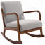 Fauteuil à bascule rembourré avec base en bois et siège rembourré en tissu de lin pour le salon