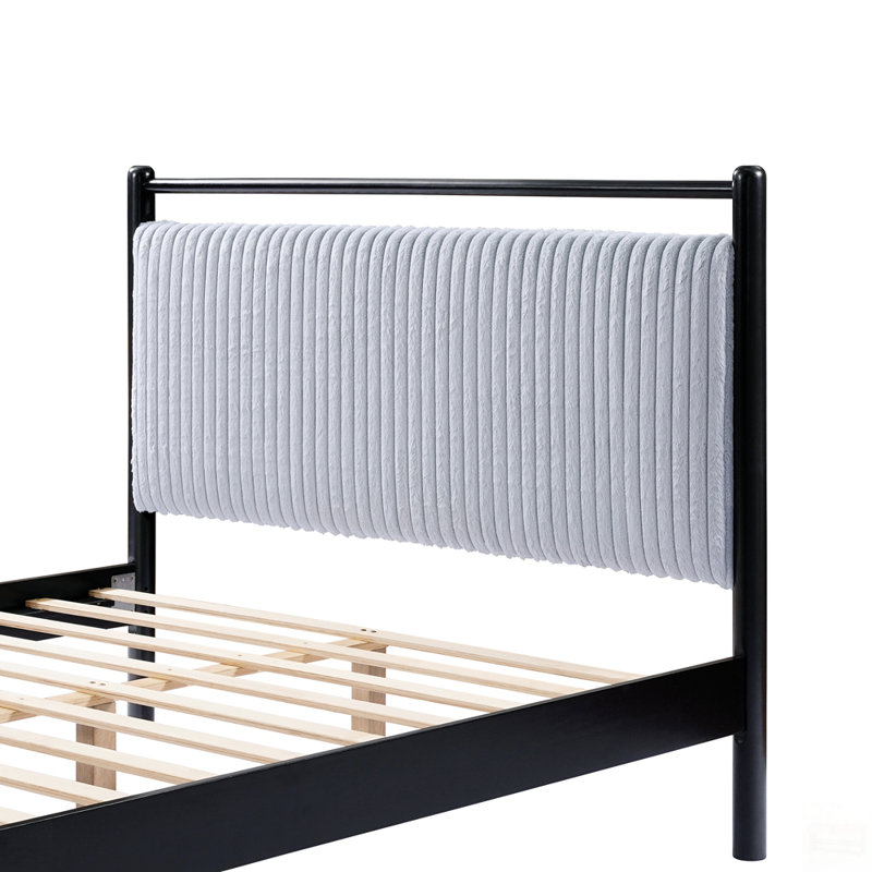 Base de lit en bois avec tête de lit moelleuse et douce, cadre pour un sommeil confortable et élégant
