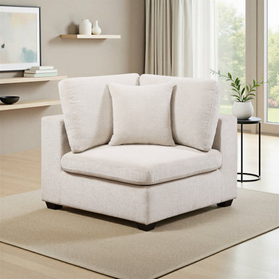 Siège de coin en chenille moderne et contemporain de 42 po avec coussins réversibles et coussin décoratif assorti Veronneau