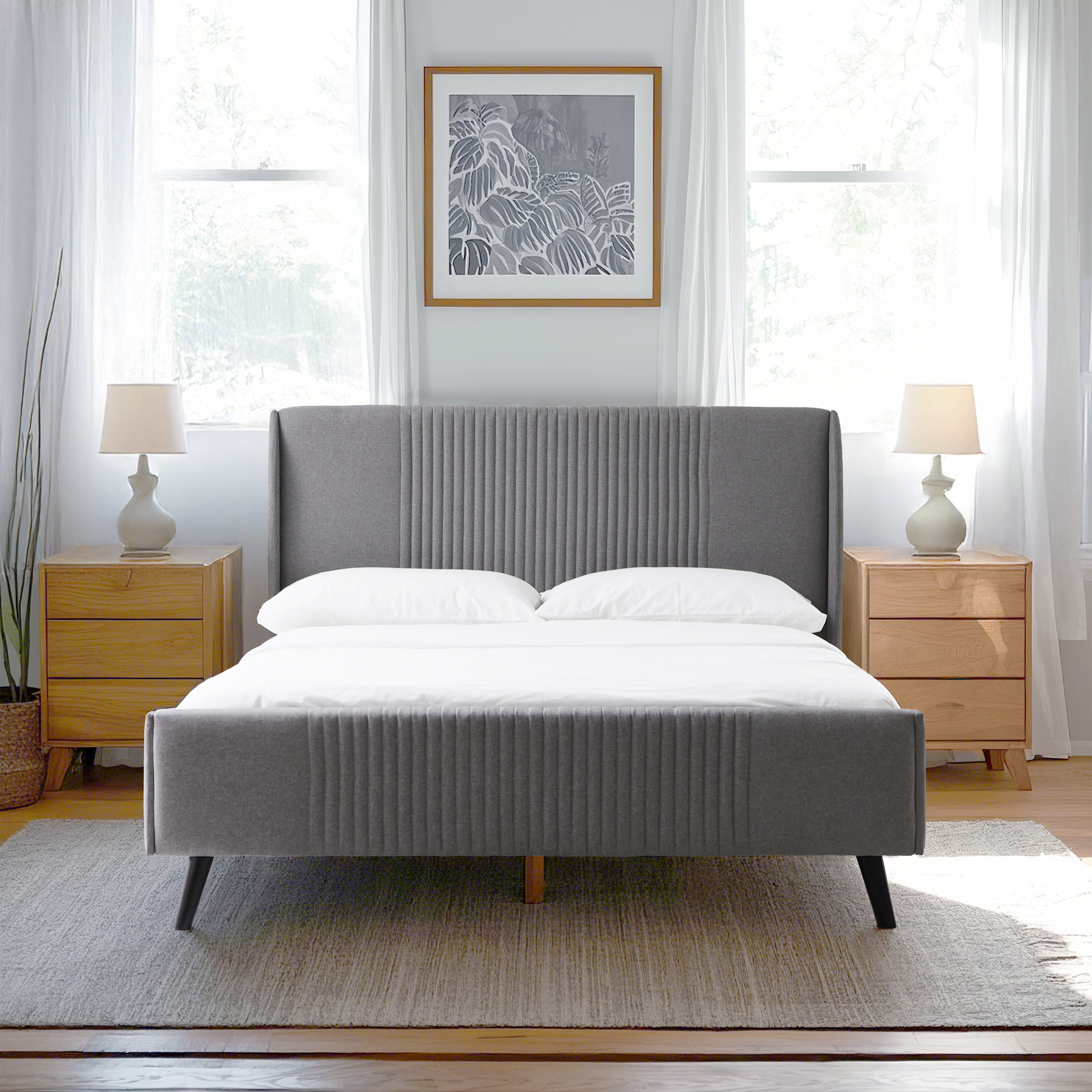 George Oliver Upholstered Wingback Platform Bed Frame, No Box Spring Needed & Reviews | Wayfair
