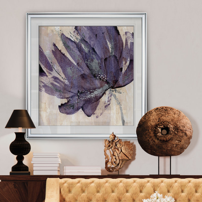 «Mauve» - reproduction d'art, H 24 po x l 24 po x P 2 po, Cadre doré, Argent argent