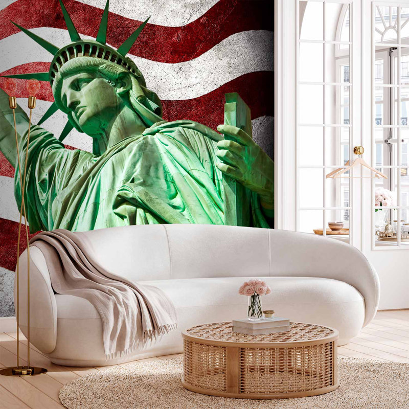 Peel & Stick Wall Mural - Statue and flag