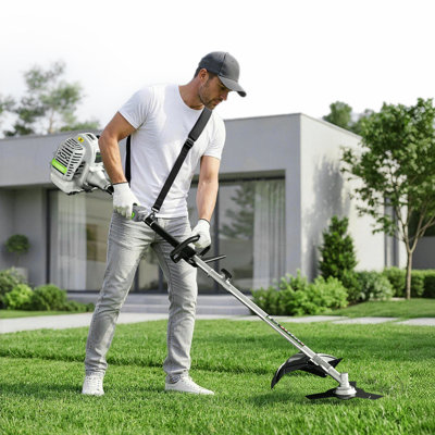 6-en-1 multifonctionnel Weed Wacker alimenté au gaz, coupe-herbe à gaz 2 temps 52CC, scie à poteau, taille-haie et lame de débroussailleuse, verrou de sécurité et sangle d'épaule pour la taille du jardin
