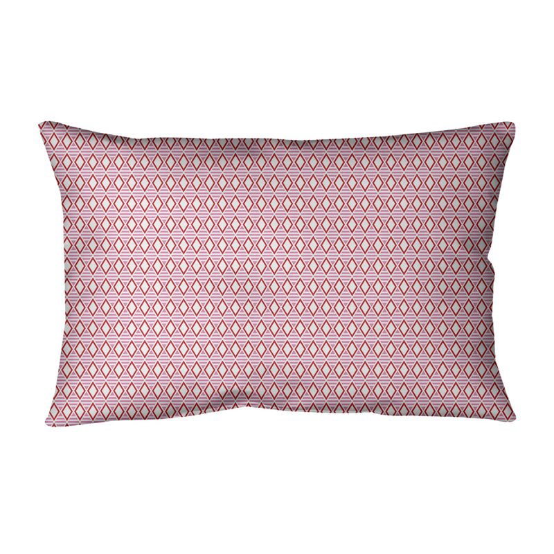 Coussin lombaire géométrique 14 po, Rose / Rouge