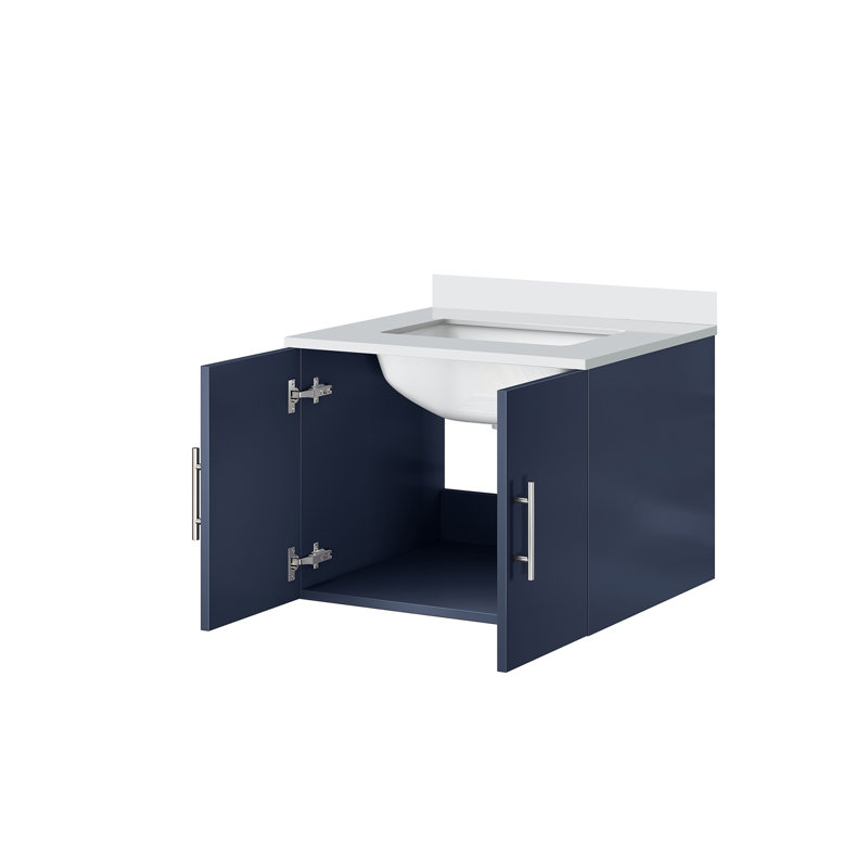 Single Bathroom Vanity with Top, 19", White Quartz