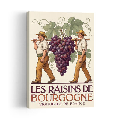 Bourgogne, vendange, vendange, rétro, fruits abstraits, paysage, impression murale