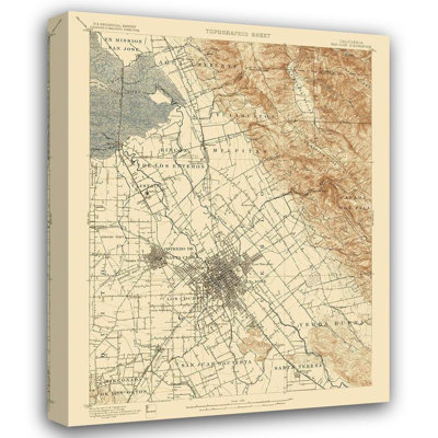 Art sur toile tendue Trent Austin Design® USGS, titre: San Jose California Quad, USGS 1899