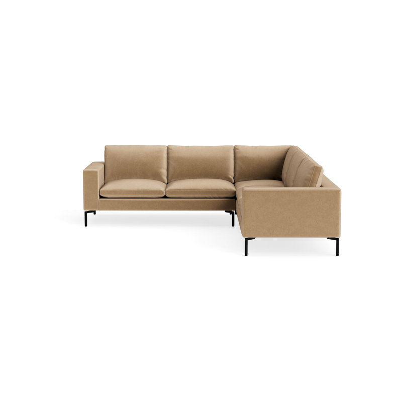 MTO - The New Standard L-Shaped Sectional - Small with Black Legs, Right, Camel Velvet