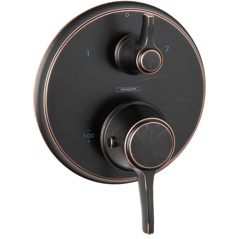 Garniture de robinet inverseur thermostatique à contrôle de volume et poignée levier Ecostat C, Bronze huilé