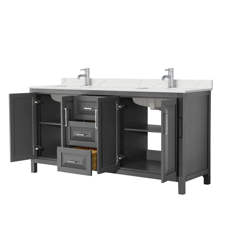 Daria 72'' W Vanity, Polished Chrome, Gray, Giotto Quartz
