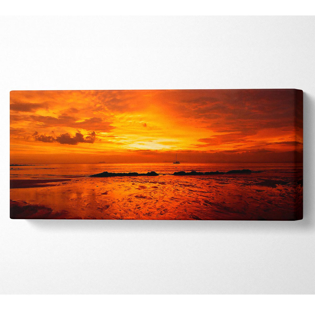 Atemberaubender Strand Sonnenuntergang Panoramaleinwand