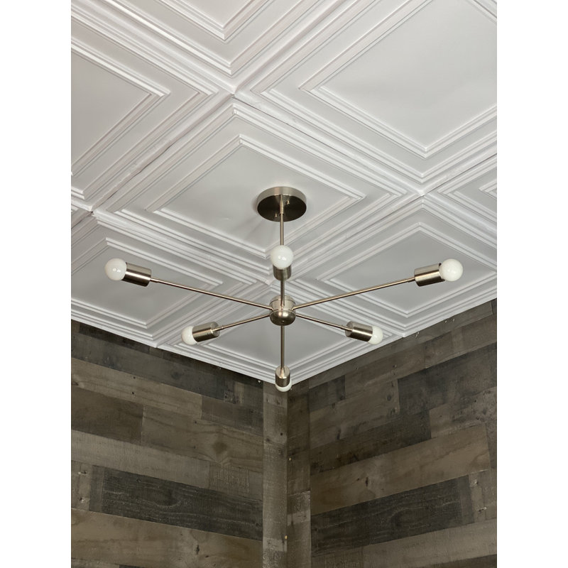 Grand lustre moderne Griggsville, Nickel brossé