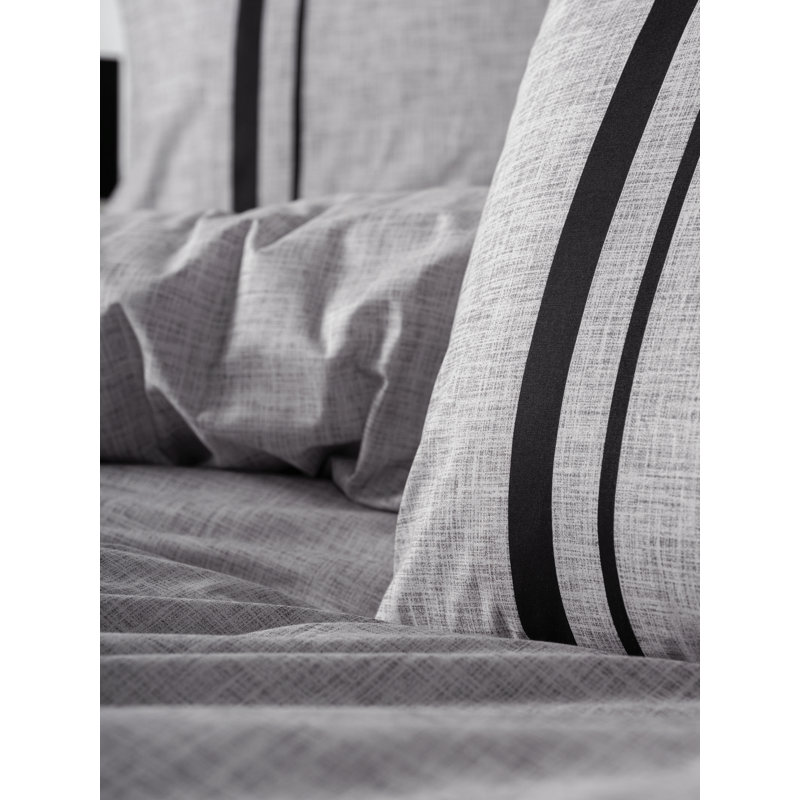 100% Cotton Ranforce Single Quilt Cover Set, Grey & Black | Duvet Cover: 53.1 x 78.7 inches, Pillowcase: 31.5 x 31.5 inches | Machine Washable at 104°F, 145 Thread Count, Stylish Reactive Printing, Button Closure