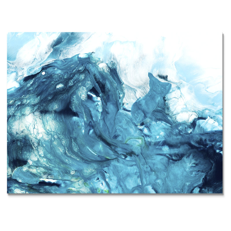 Art turquoise liquide - peinture sur toile, H 12 po x l 20 po, Toile tendue