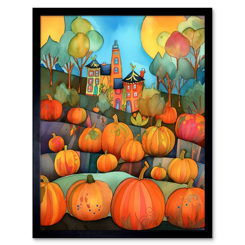 Farm House Halloween Pumpkin Patch - Single Picture Frame Print