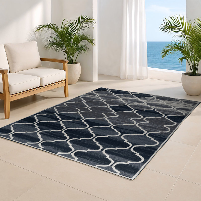 Tapis gris intérieur et extérieur Trellis, Rectangulaire 8 pi x 10 pi
