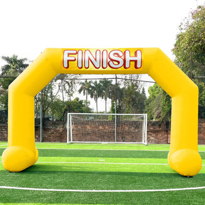 Arche gonflable hexagonale jaune de 20 pi avec souffleur intégré, arche de la ligne de départ / arrivée pour les fêtes, les défilés et les promotions de marques