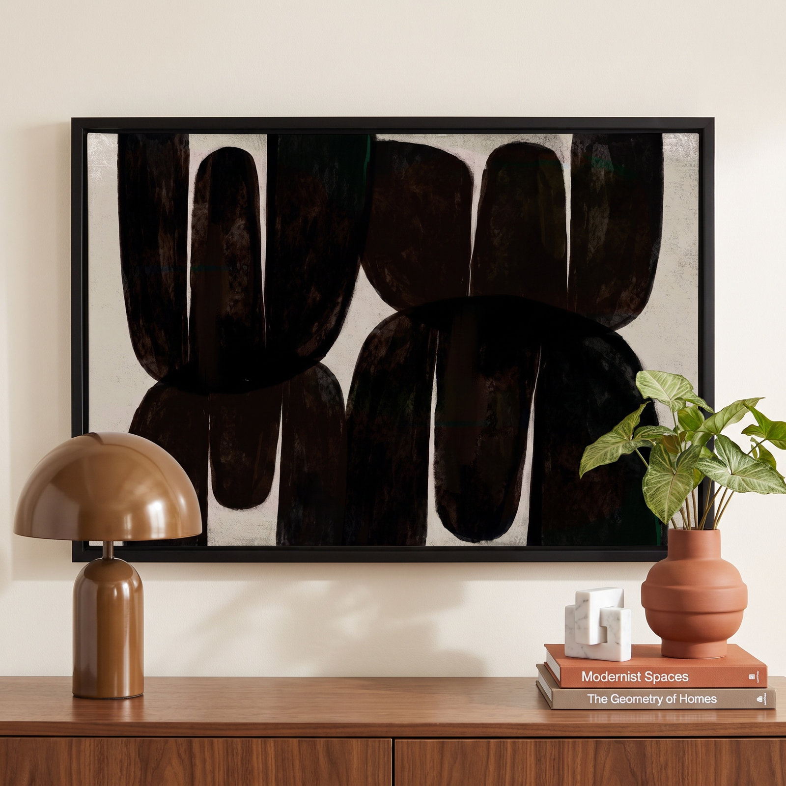 Stretched Painting, 14" H x 20" W x 1.25" D, Black