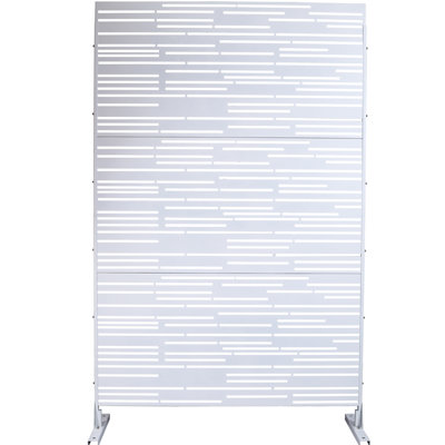 Paravent métallique 76 po H 48 po L - Autoportant pour jardin, patio, panneaux de clôture blancs pour usage extérieur et intérieur, balcon et